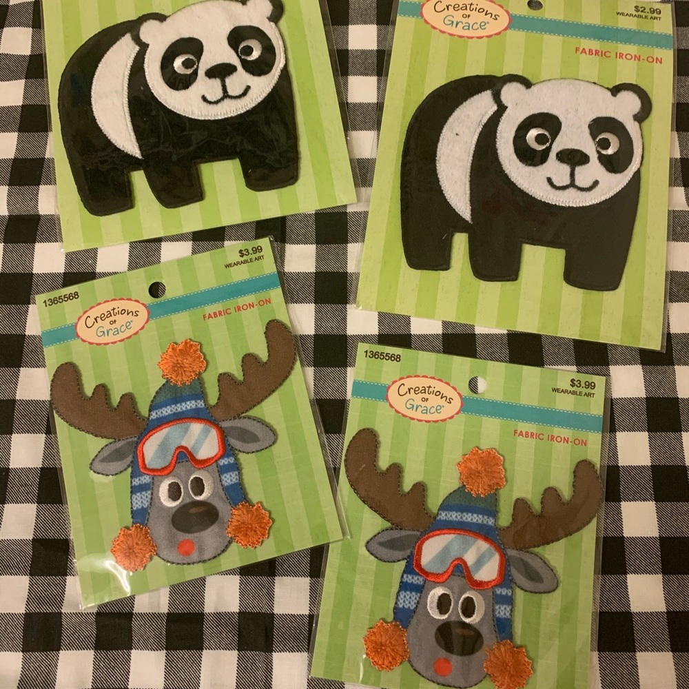 Panda and Moose Iron Patches